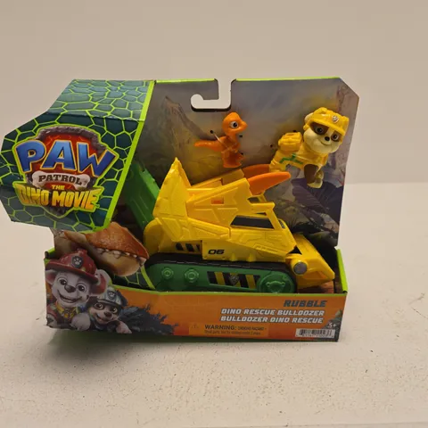 PAW PATROL DINO RESCUE BULLDOZER WITH RUBBLE FIGURE – BOXED
