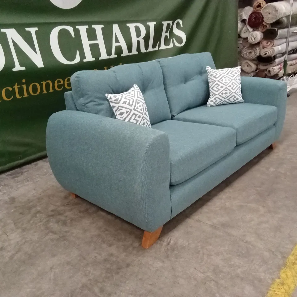 PRENT FABRIC 3 SEATER SOFA - TEAL RRP £799