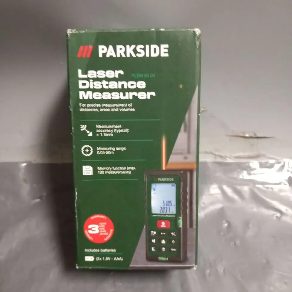 THREE BOXED PARKSIDE LASER DISTANCE MEASURER PLEM50 D4