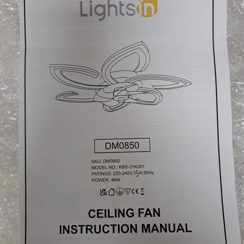 BOXED LIGHTSIN DM0850 CEILING FAN IN WHITE