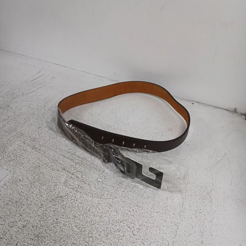 LEATHER BELT, BLACK EXTERIOR WITH TAN INTERIOR, SIZE L (36–40 INCHES) – FORESTY COLLECTION