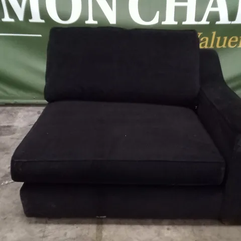 QUALITY THE LOUNGE CO DESIGNER RHF SECTION SOFA - BLACK FABRIC