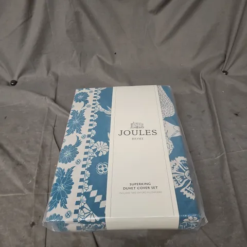 JOULES SUPERKING DUVET COVER SET – BLUE FLORAL PATTERN, INCLUDES TWO OXFORD PILLOWCASES