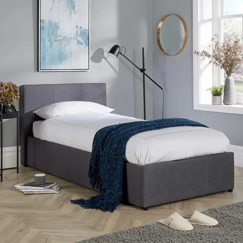 BOXED AQUERA SIDE LIFT GREY FABRIC OTTOMAN BED (2 BOXES)