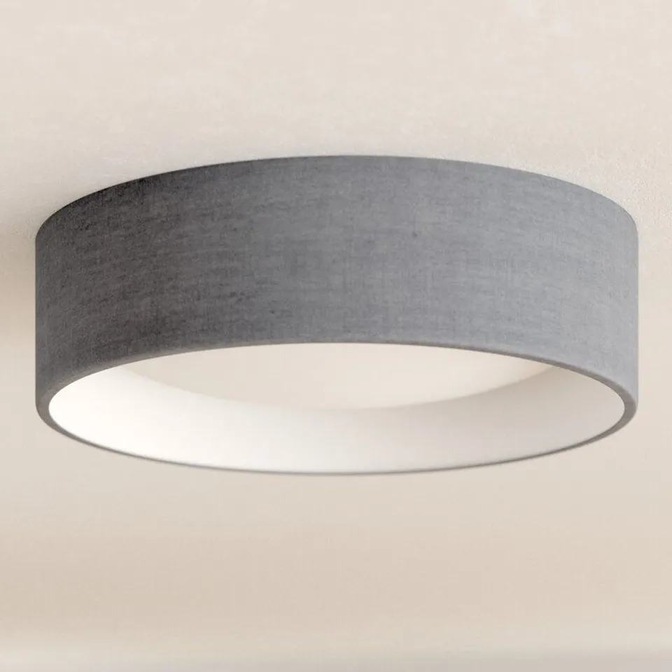 BOXED PATIENCE 1 LIGHT 32CM LED FLUSH MOUNT CEILING LIGHT WITH GREY SHADE