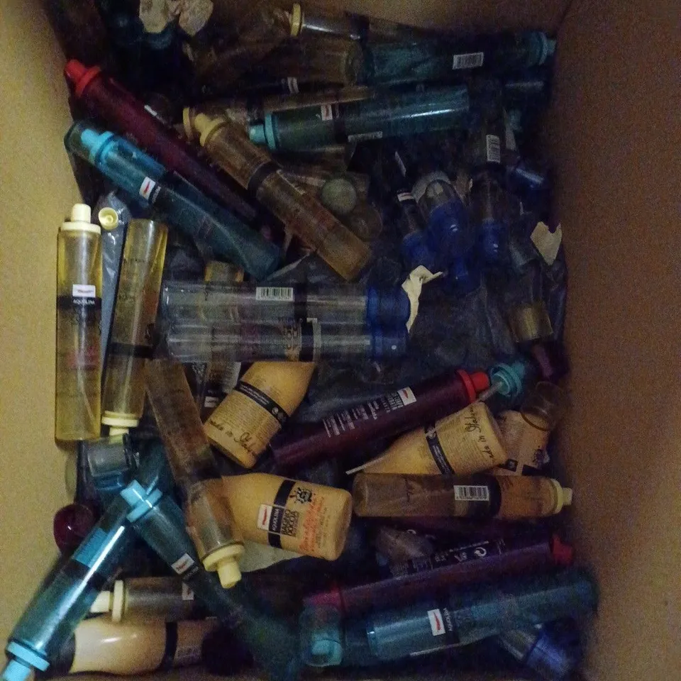 LARGE BOX OF BEAUTY PRODUCTS TOO INCLUDE BATH SHOWER CREAM PUFF AND SCENTED BODY WATER 