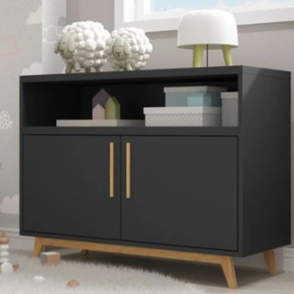 BRAND NEW BOXED DAKOTA BLACK OPEN SIDEBOARD 90CM