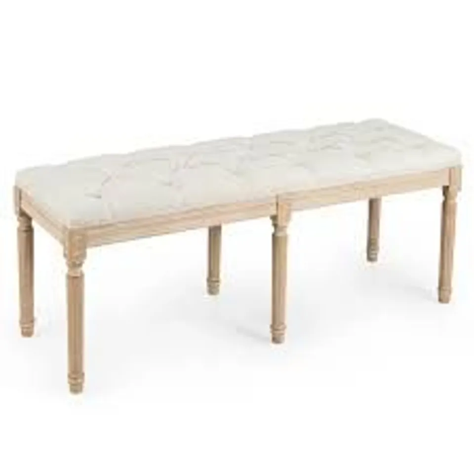 COSTWAY COSTWAY BENCH WITH STURDY RUBBER WOOD LEGS AND UPHOLSTERY - BEIGE 49 X 120 X 40 CM JV11415BE