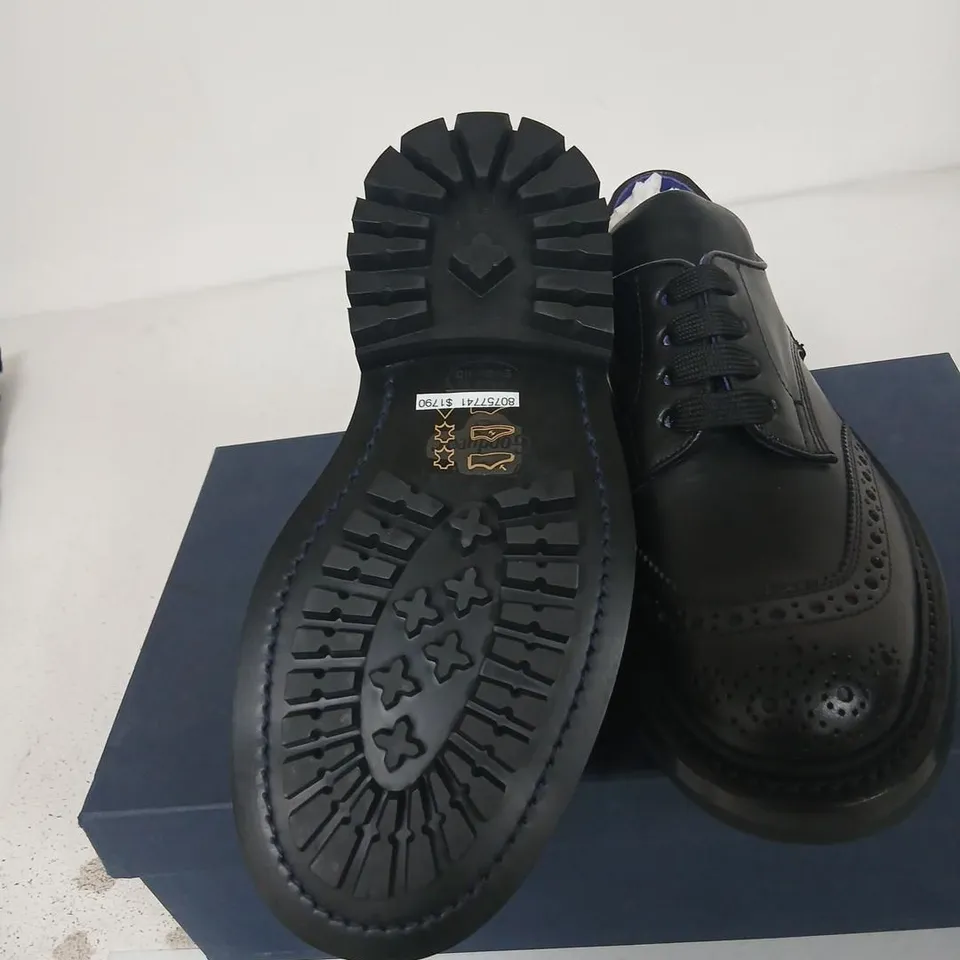 BURBERRY TRICKER'S DERBY SHOES – BLACK LEATHER BROGUES WITH RUBBER SOLE, BOXED