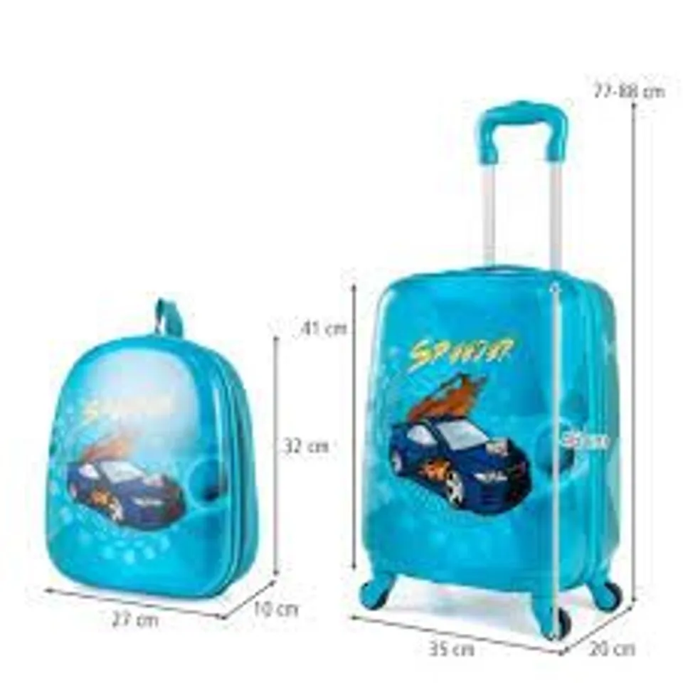 BOXEC COSTWAY COSTWAY HARDSIDE TRAVEL SUITCASES BLUE WITH 4 WHEELS SET OF 2PCS