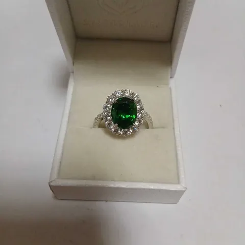 DIAMONIQUE 5.5CT TW OVAL CUT HALO RING STERLING SILVER 