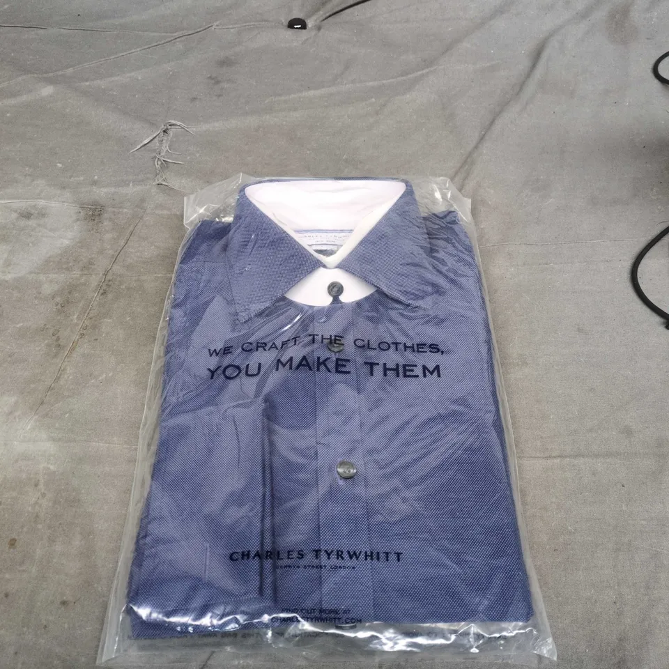 BAGGED CHARLES TYRWHITT FRENCH BLUE NON-IRON ROYAL OXFORD SHIRT – EXTRA SLIM FIT