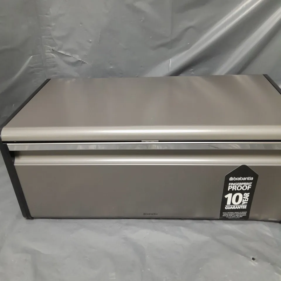 BRABANTIA FALL FRONT BREAD BIN IN PLATINUM RRP £47.99