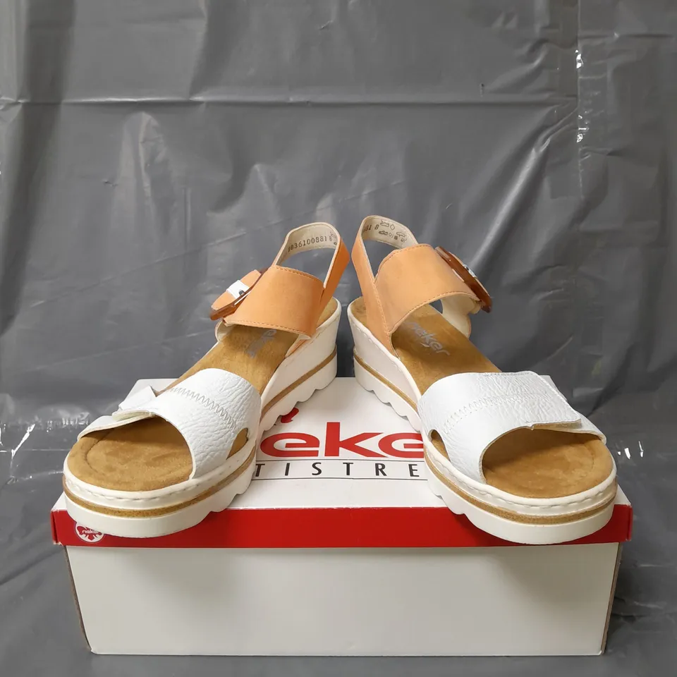RIEKER WEDGE BUCKLE SANDALS APRICOT SIZE 7.5