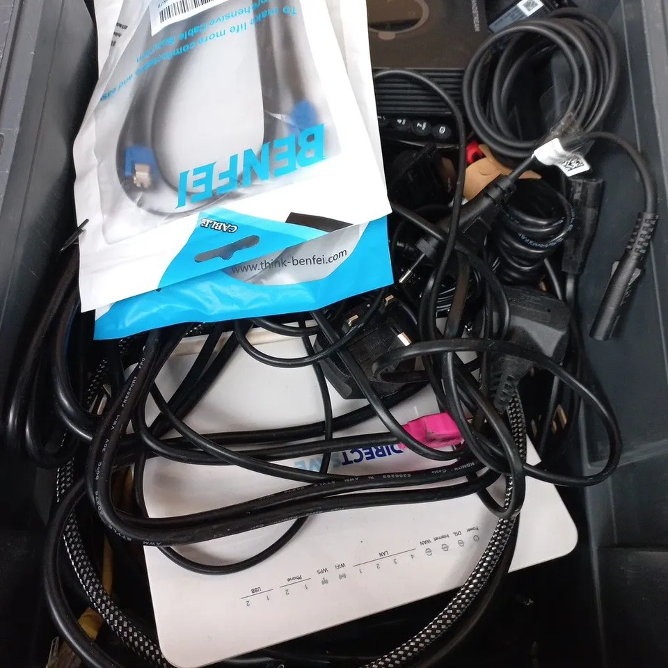 BOX OF ASSORTED CABLES