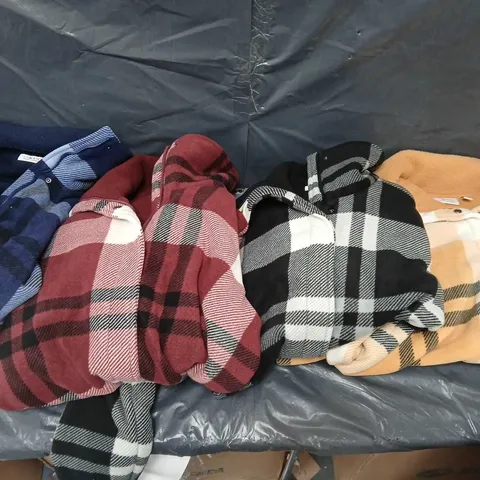 8X DENIM & CO SHERPA LINED CHECK AVIATOR STYLE JACKETS IN NAVY, RED, BLACK, AND ORANGE IN VARIOUS SIZES 