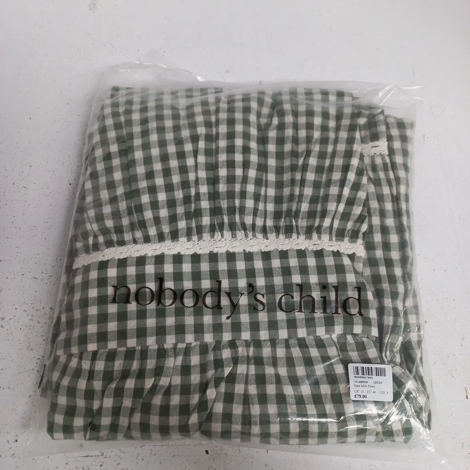 BAGGED NOBODYS CHILD DARA MIDI DRESS IN GREEN - UK 12