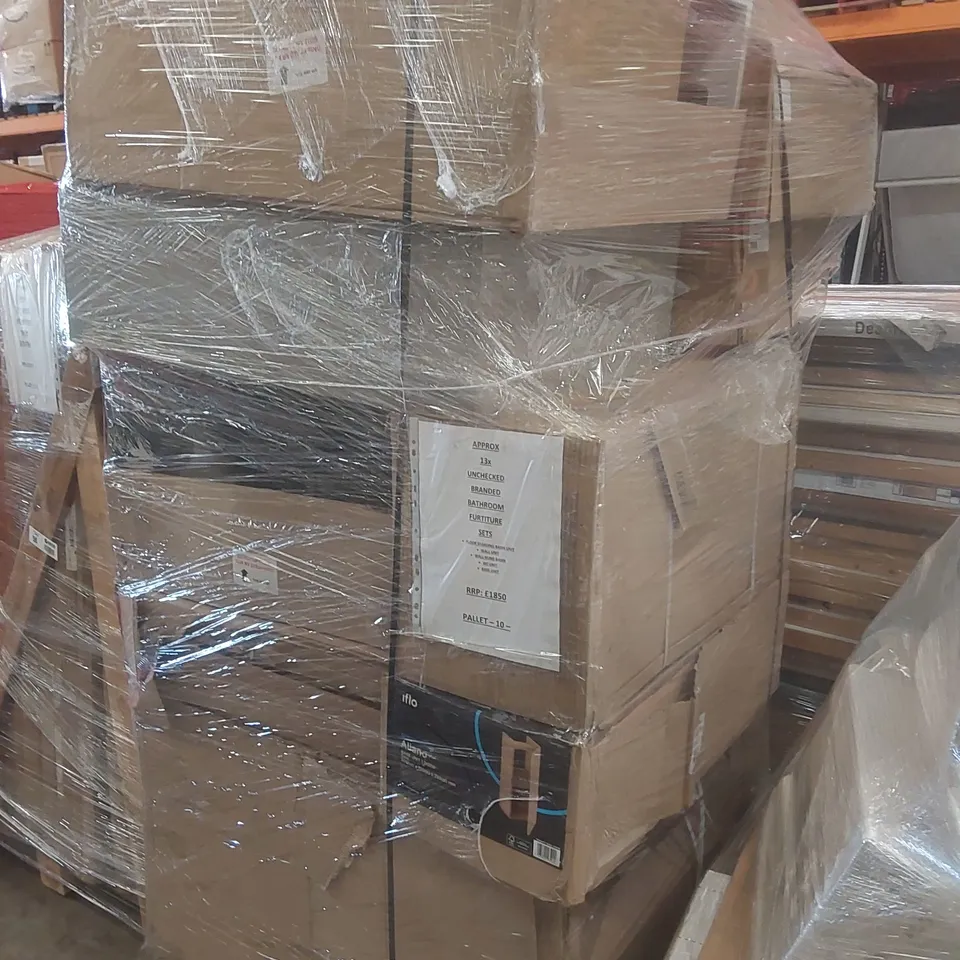 PALLET CONTAINING APPROXIMATELY 13x BRANDED BATHROOM FURNITURE SETS