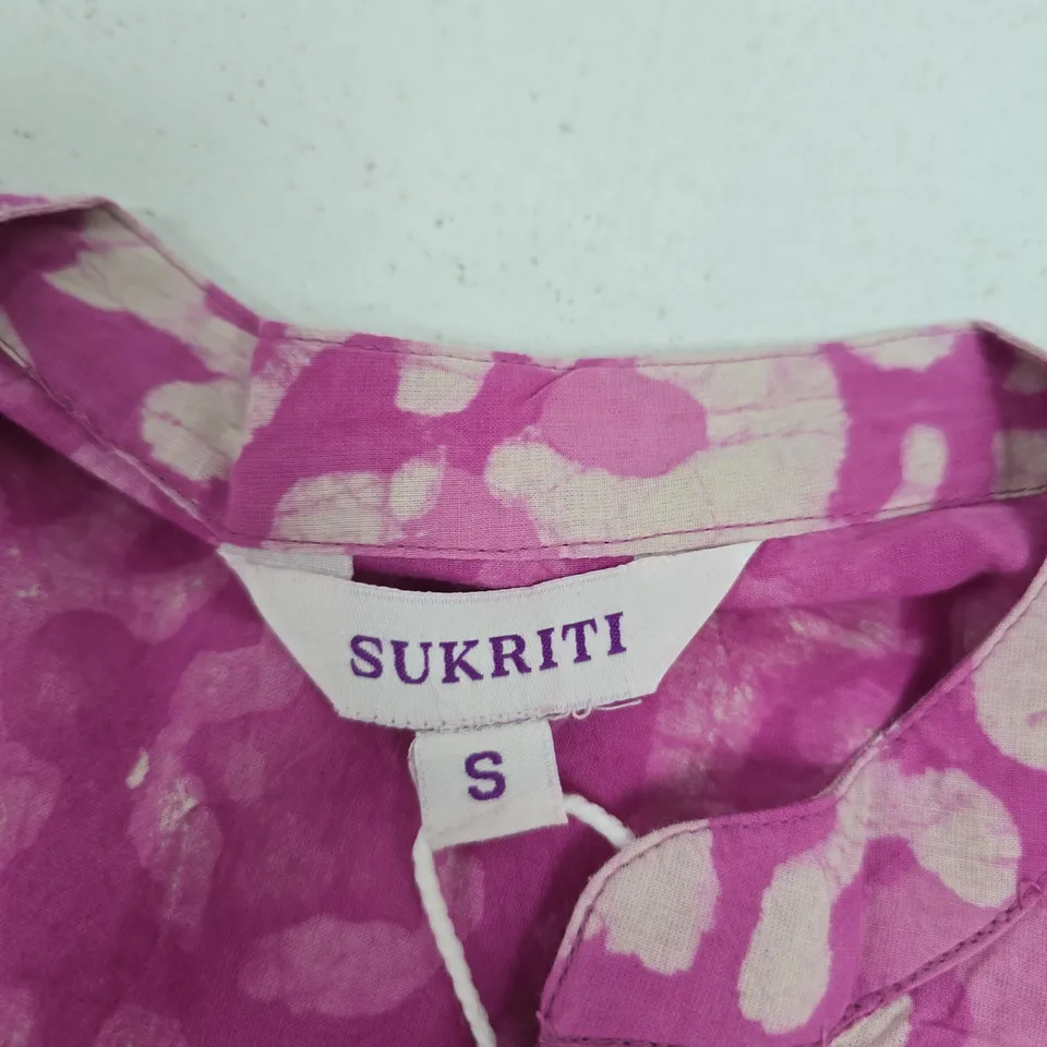 SUKRITI WOMEN'S PINK PATTERNED DRESS, SIZE S (UK)