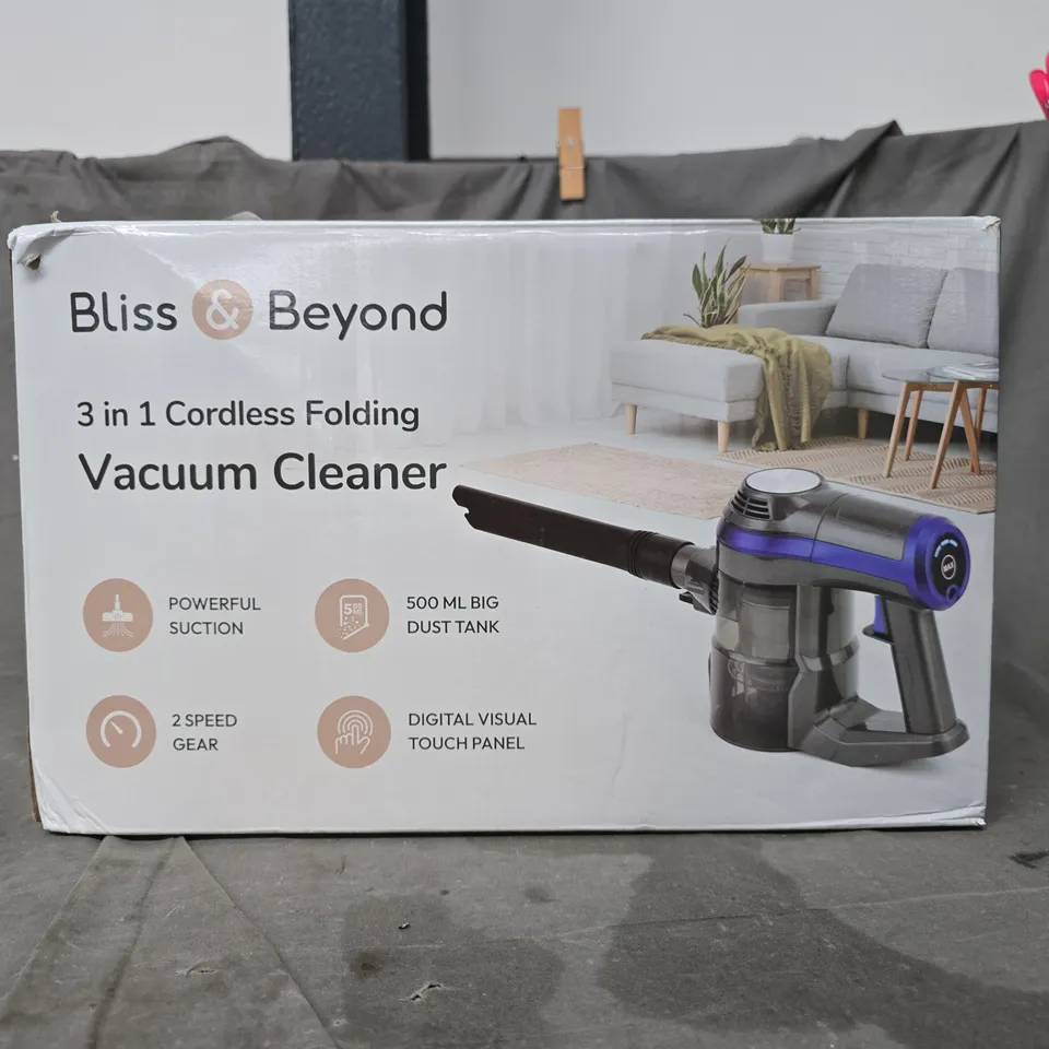 BOXED BLISS & BEYOND 2-IN-1 CORDLESS FOLDING VACUUM CLEANER