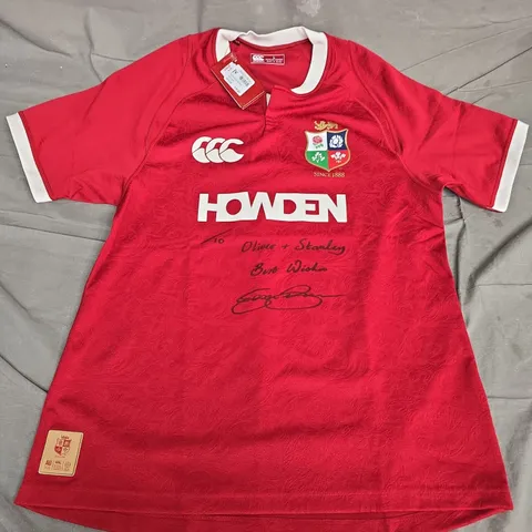 CANTERBURY RED RUGBY JERSEY β LARGE, AUTOGRAPHED