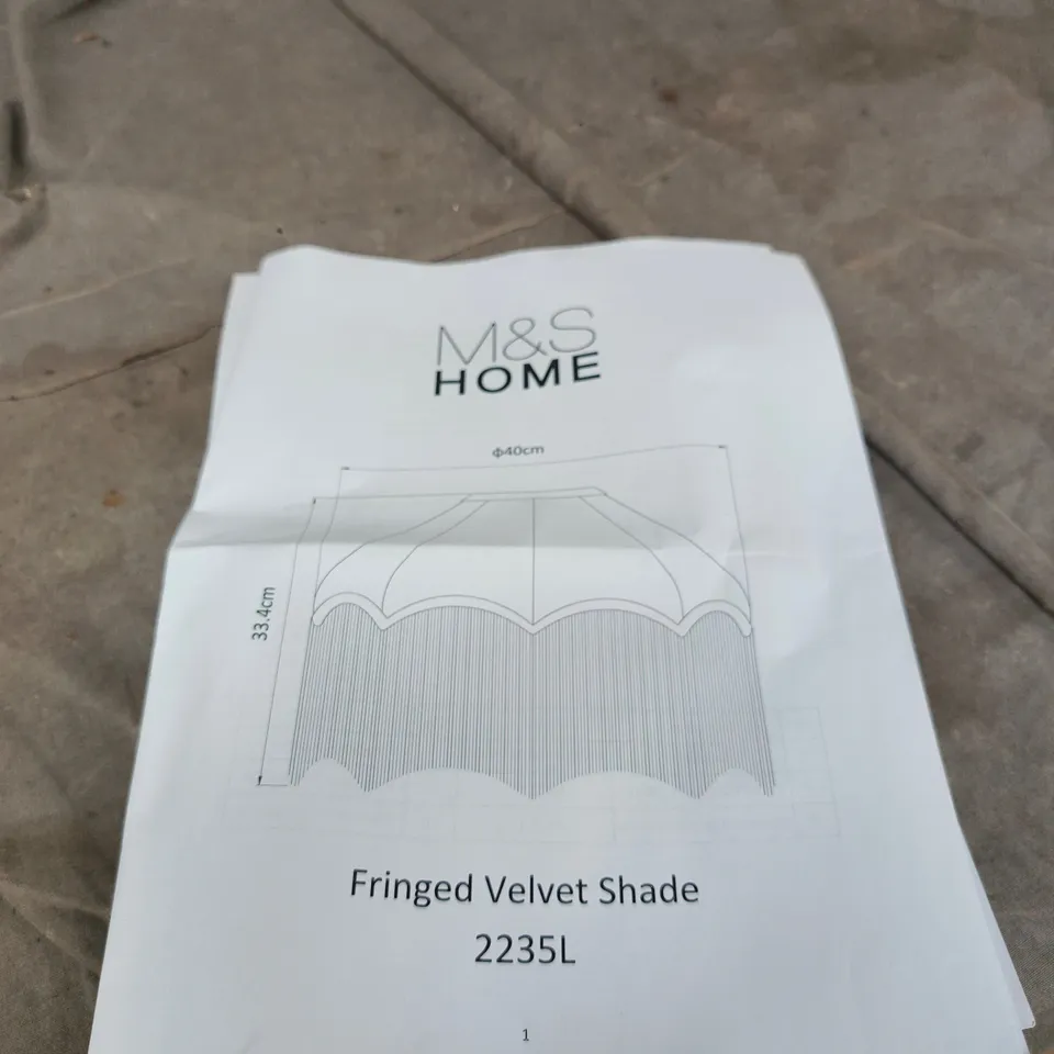 M&S HOME FRINGED VELVET LAMPSHADE – 40CM DIAMETER (MODEL 2235L)