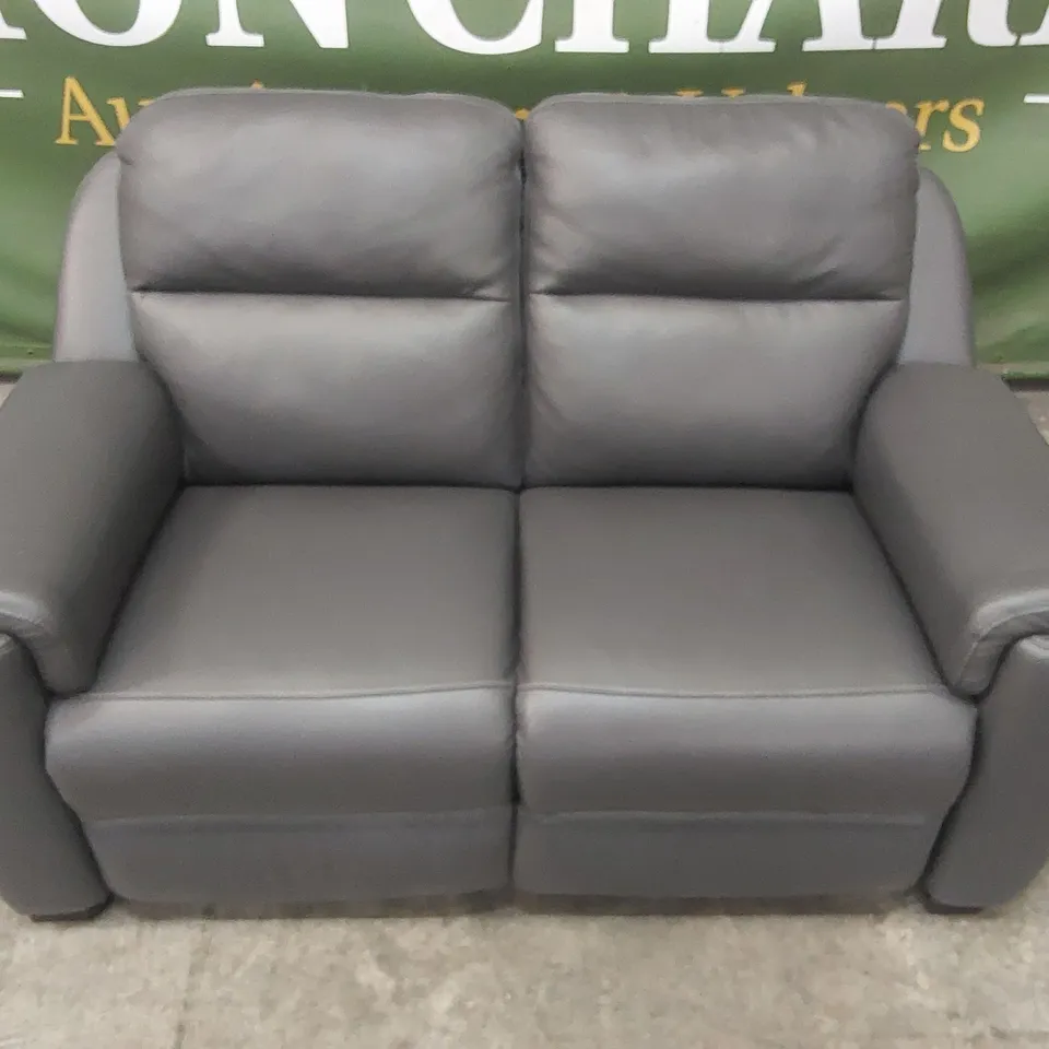 QUALITY DESIGNER ITALIAN MADE LEATHER AVILA LOVESEAT - DARK GREY