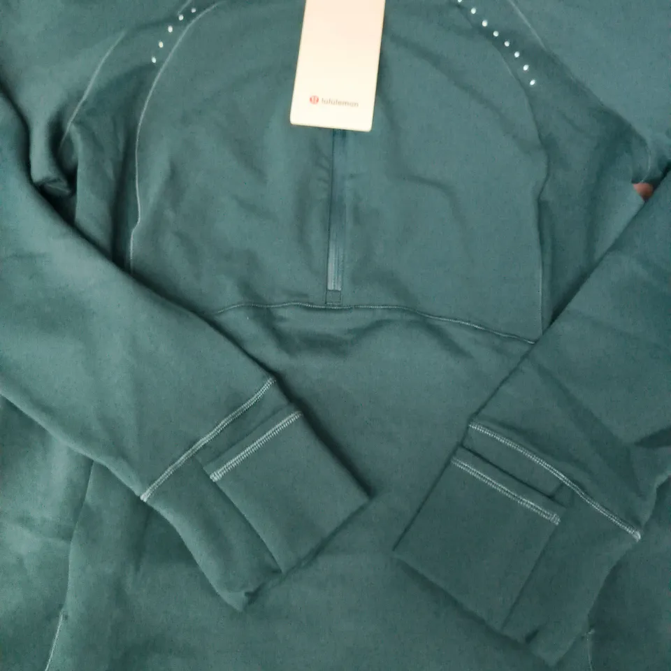 LULULEMON COLD WEATHER RUNNING HALF-ZIP LONG SLEEVE TOP IN DARK TEAL SIZE 14