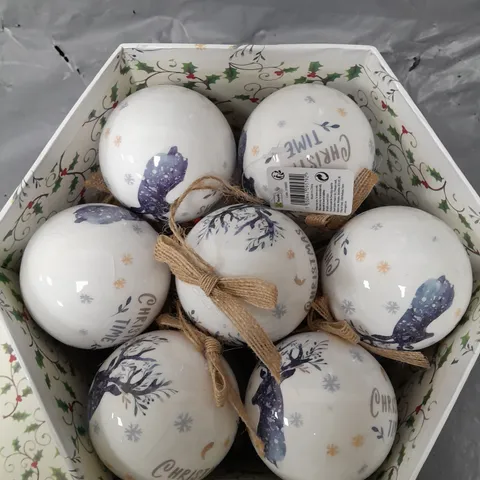 THREE KING SET OF 14 VINTAGE STAG DECOUPAGE BAUBLES - COLLECTION ONLY