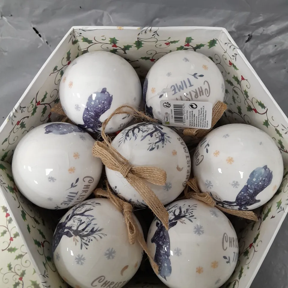 THREE KING SET OF 14 VINTAGE STAG DECOUPAGE BAUBLES - COLLECTION ONLY RRP £30.99