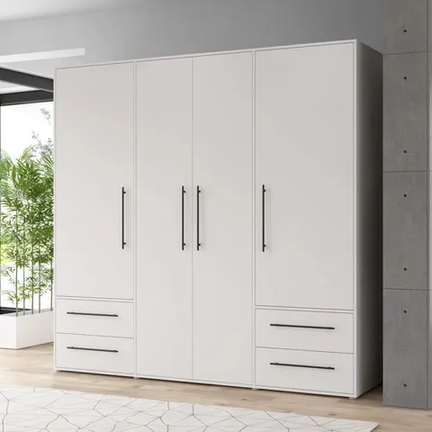 BOXED MINIJA 4 DOOR WARDROBE - WHITE (4 BOXES)