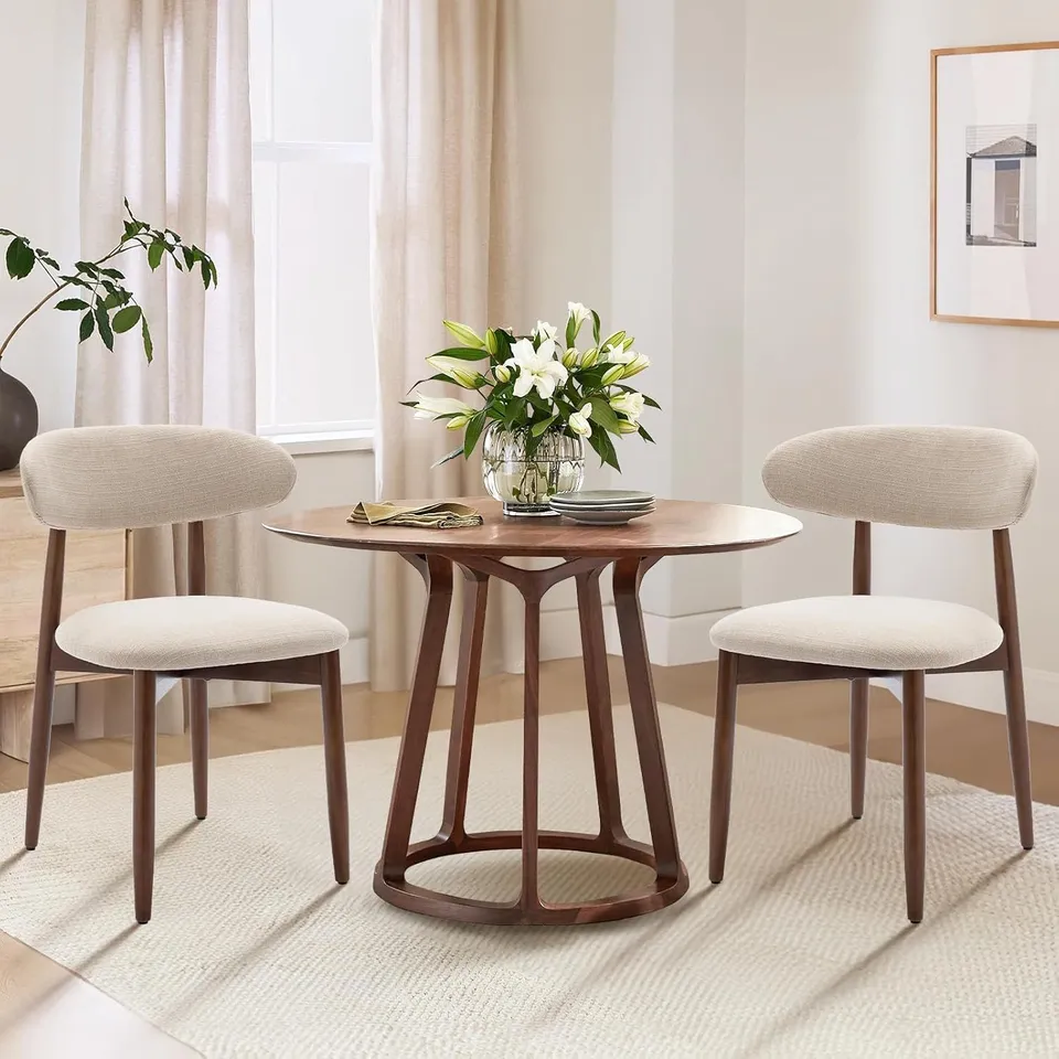 BOXED COLAMY UPHOLSTERED DINING CHAIRS (SET OF 2) - BEIGE (1 BOX)