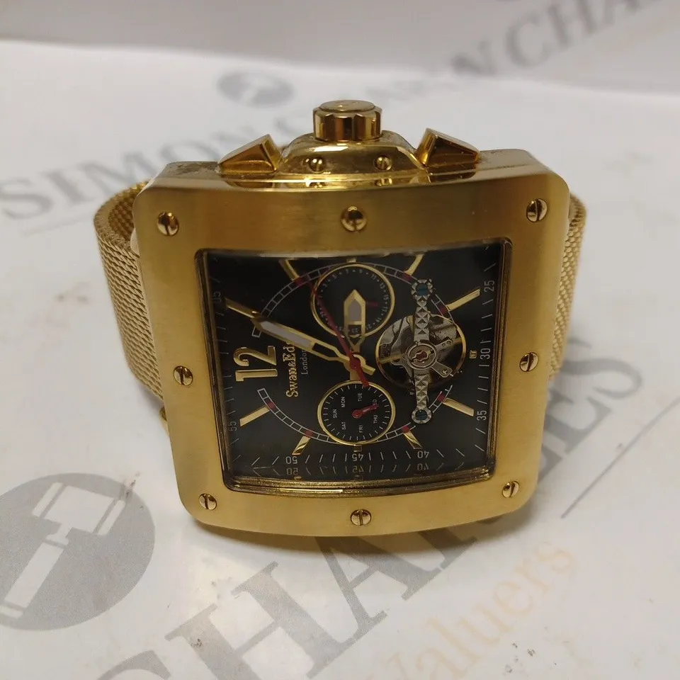 SWAN & EDGE LONDON PART SKELETON MESH STRAP WRISTWATCH