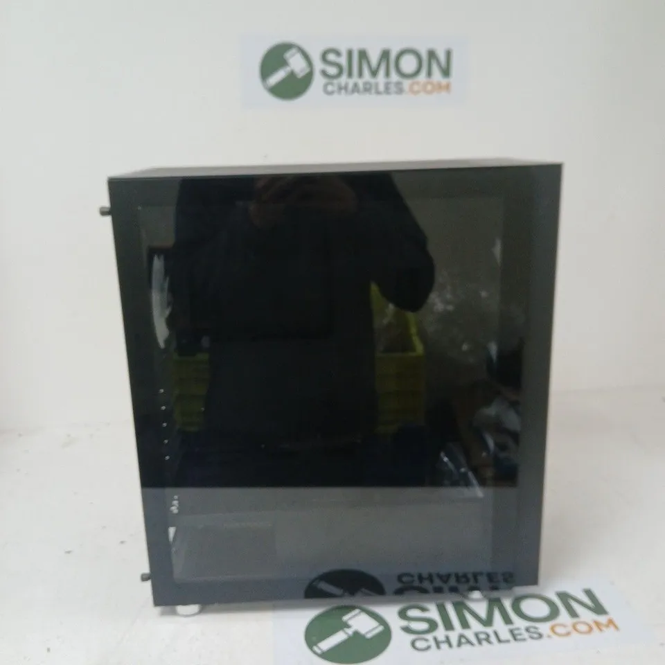 BLACK MID-TOWER PC CASE WITH TEMPERED GLASS SIDE PANEL