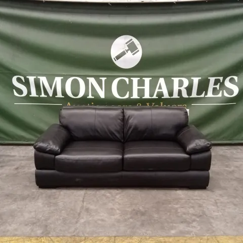 MARLOW 3 SEATER LEATHER SOFA - BLACK