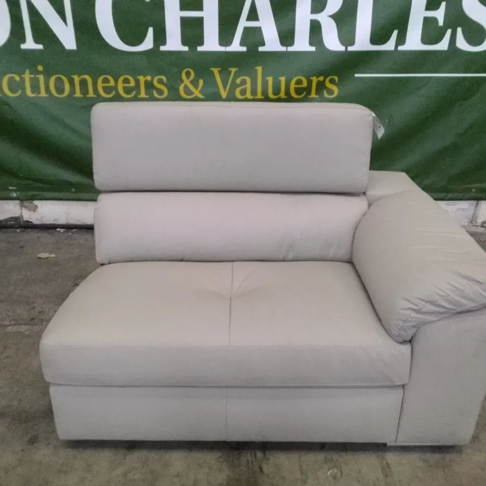 QUALITY DESIGNER LHF SOFA SECTION - IVORY LEATHER