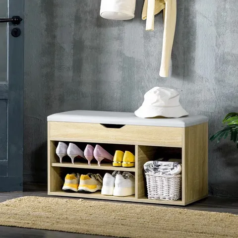BOXED BRIXTON STORAGE BENCH - OAK
