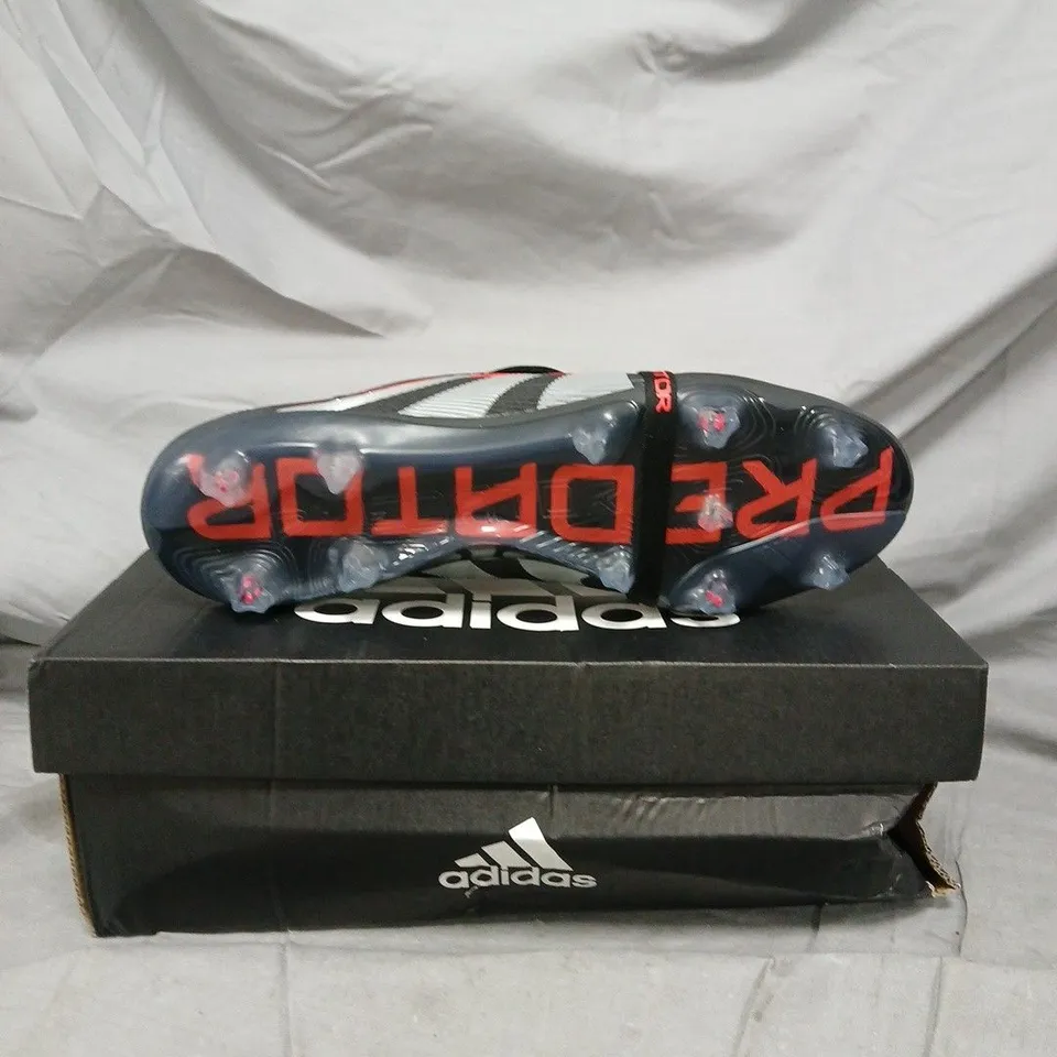 BOXED PAIR OF ADIDAS PREDATOR FOOTBALL BOOTS – BLACK/RED - SIZE 9.5