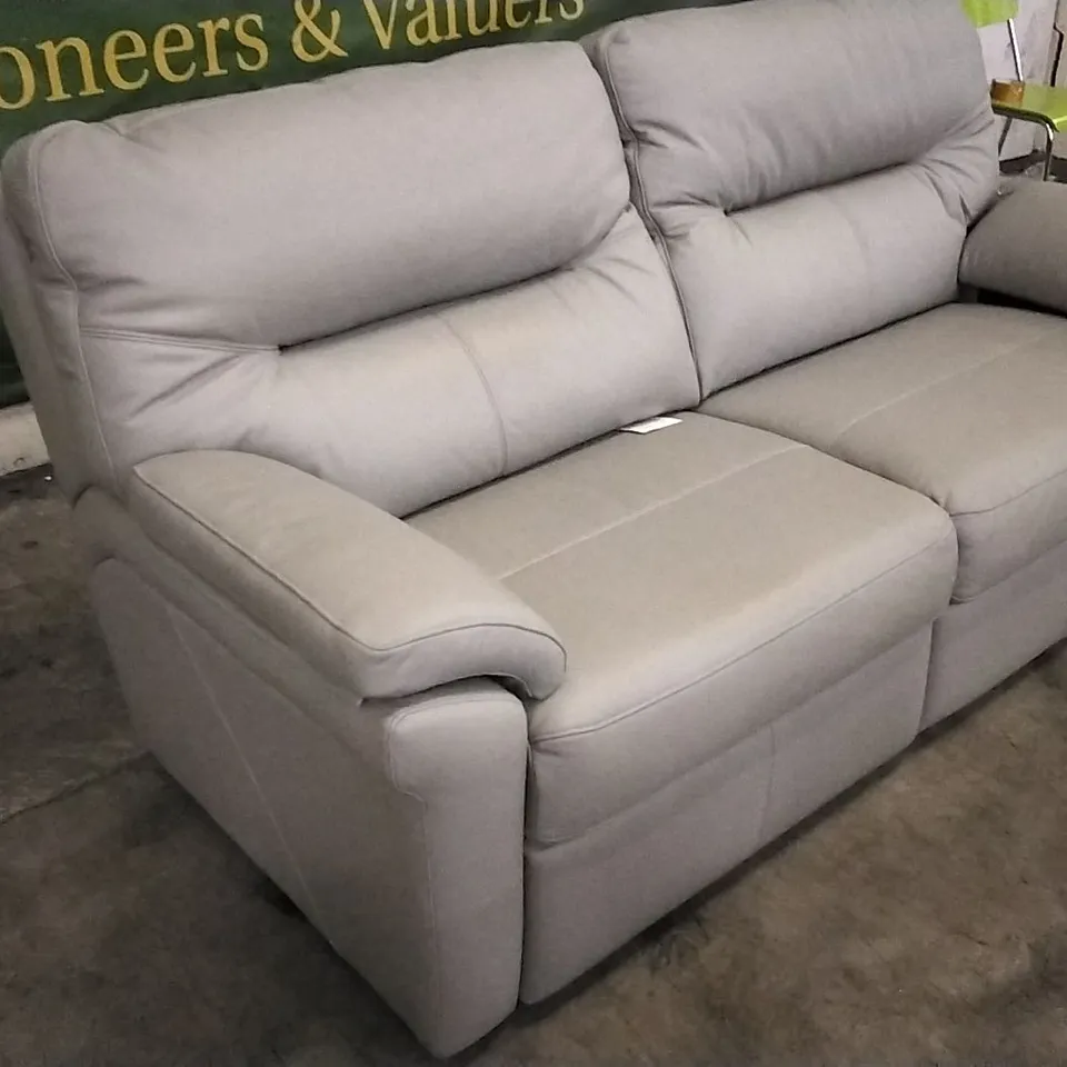 QUALITY BRITISH DESIGNED & MANUFACTURED G PLAN SEATTLE 3 SEATER CAMBRIDGE GREY LEATHER SOFA