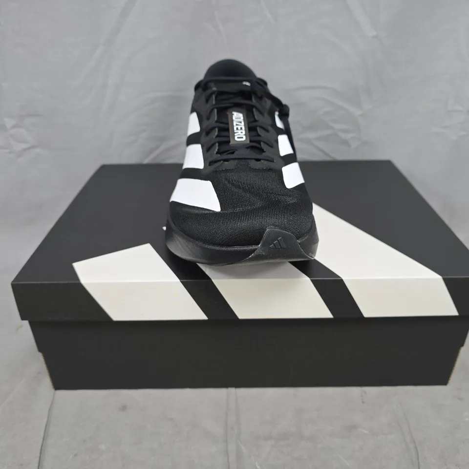 BOXED PAIR OF ADIDAS ADIZERO EVO SL SHOES IN BLACK/WHITE SIZE UK 11