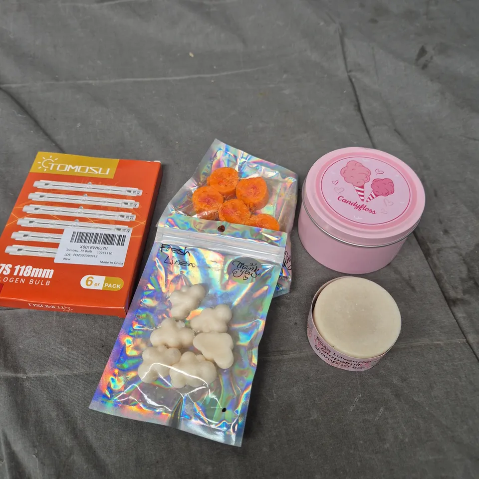 APPROXIMATELY 15 ASSORTED HOUSEHOLD ITEMS TO INCLUDE SCENTED CANDLES, LIGHTS, SOAPS ETC 