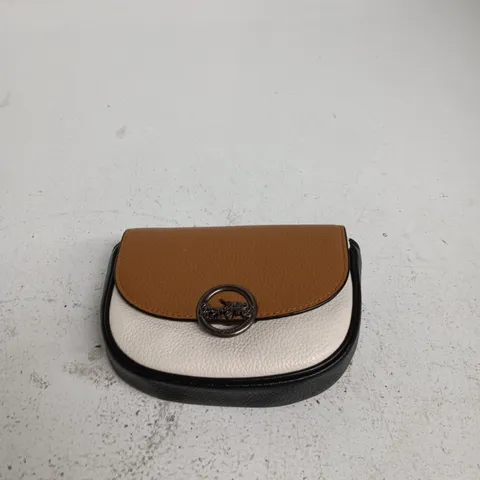 COACH CROSSBODY BAG β TAN FLAP, CREAM BODY, BLACK TRIM