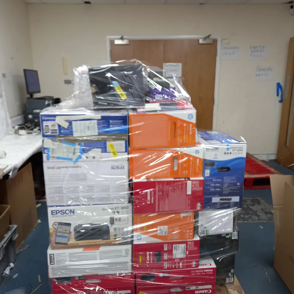 PALLET OF APPROXIMETLY 20 ASSORTED ELECTRICAL ITEMS TO INCLUDE RADIOS, PRINTERS, GAMING HEAD SETS ETC - COLLECTION ONLY 
