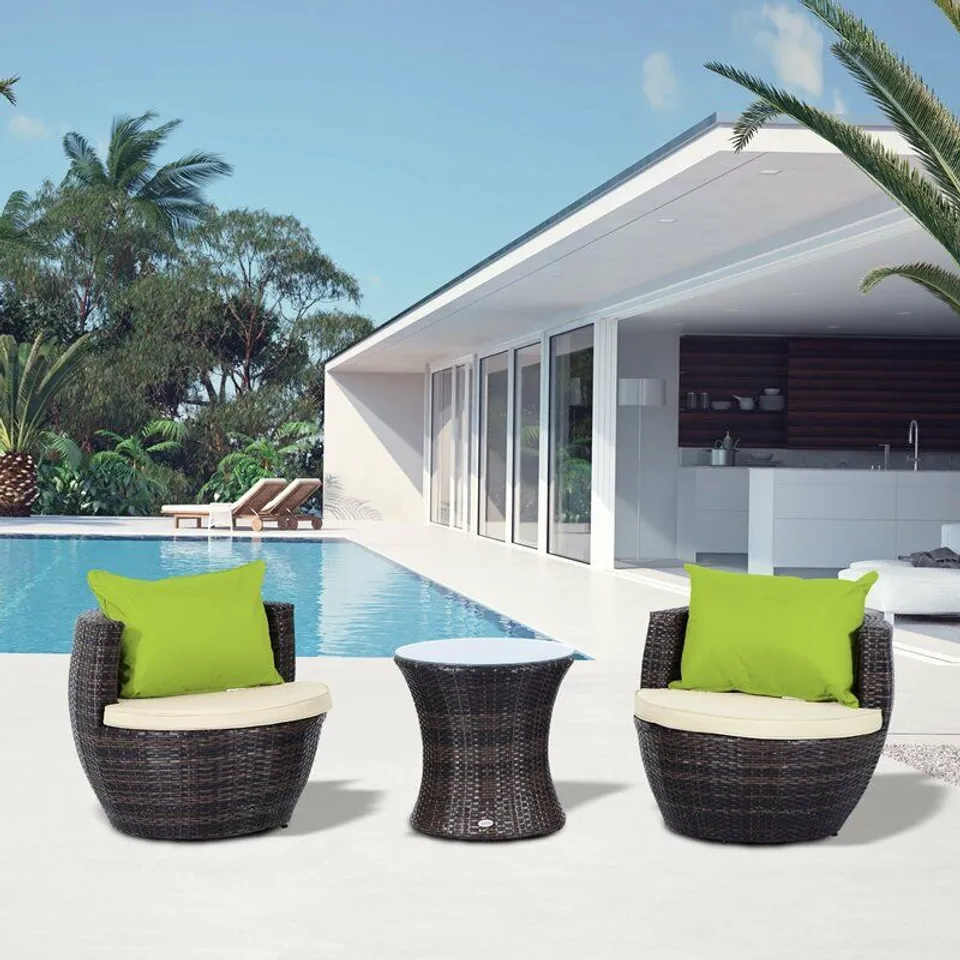 BOXED YOLANDA 2 SEATER RATTAN CONVERSATION SET