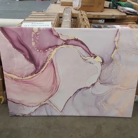 OIL PAINTING PINK AND GOLD - WRAPPED CANVAS PRINT