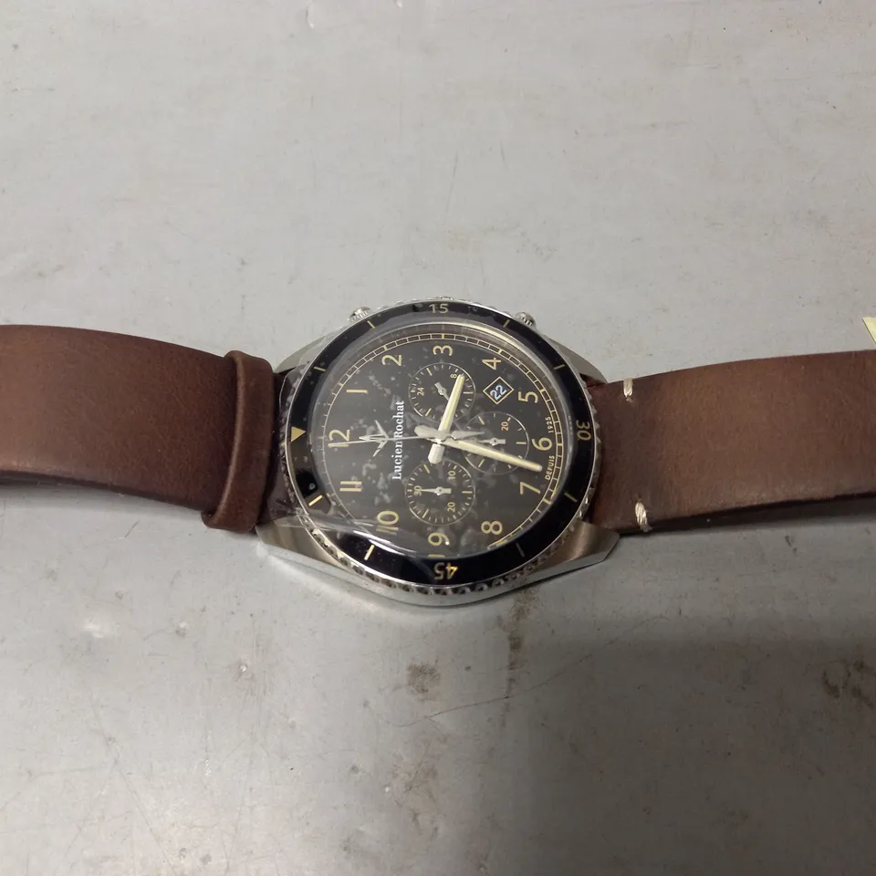 BOXED LUCIEN ROCHAT LEATHER STRAP WATCH