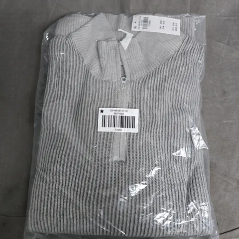 BAGGED HOLLISTER BOXY QUARTER-ZIP SWEATER IN GREY - XL