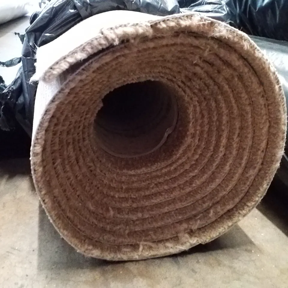 ROLL OF QUALITY DRAYTON TWIST AB 72 FAWN CARPET APPROXIMATELY 4.9×4M