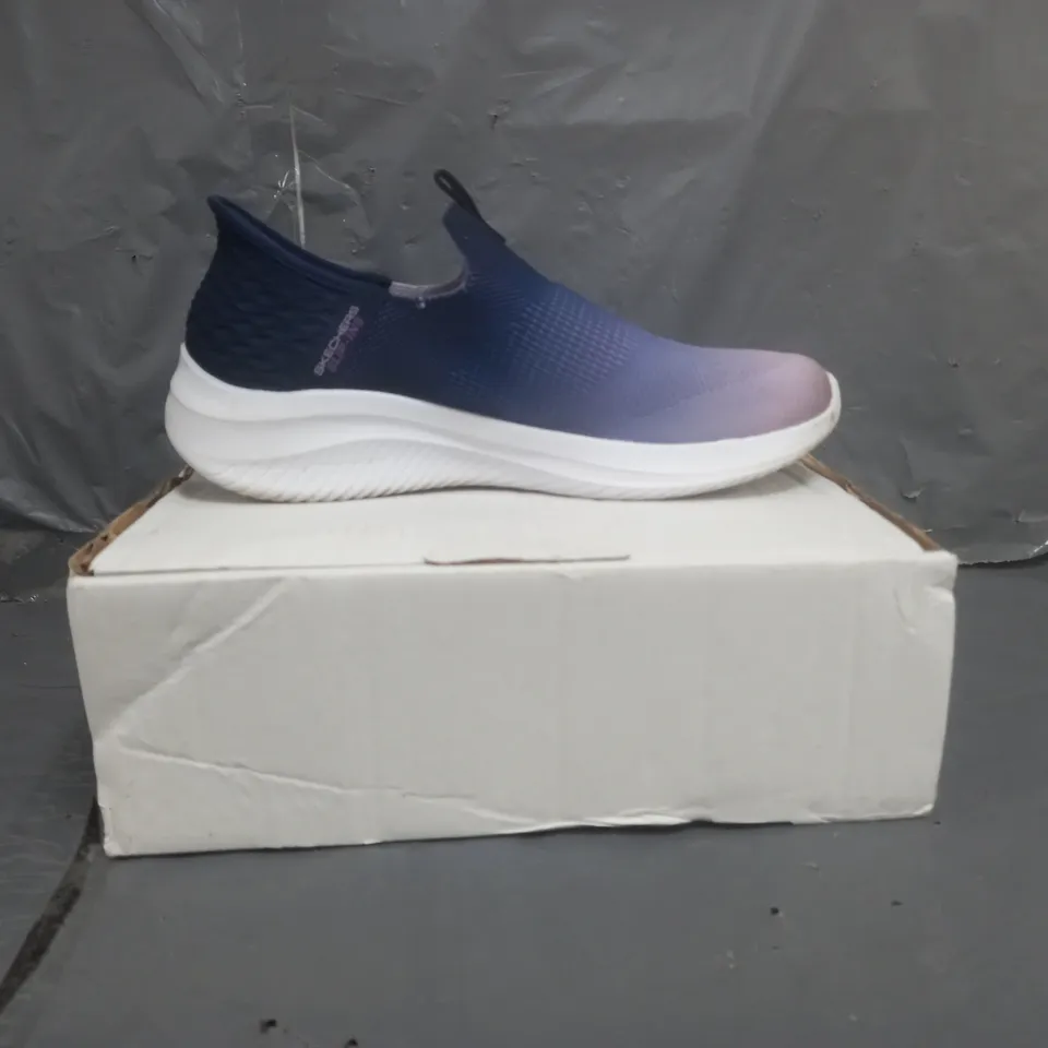 SKECHERS ULTRA FLEX TRAINERS NAVY/PURPLE SIZE 8 