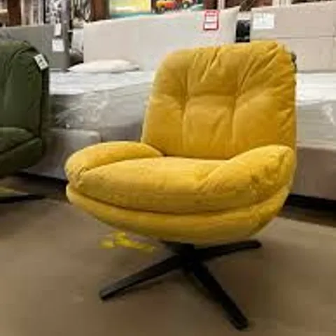 BOXED DUNELM AILA CHENILLE YELLOW SMALL SWIVEL CHAIR